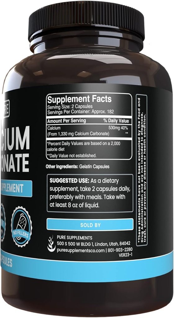 Pure Original Ingredients Calcium Carbonate and Pantothenic Acid Bundle, Various Amounts, Pure, Lab Verified 5