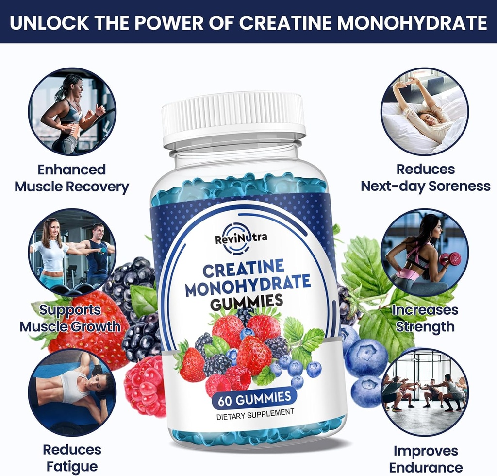 Creatine Chewable Gummies - 2000mg Creatine Monohydrate Tablet Chews, Easy Digesting, Fast Absorbing Chews for Men and Women, Build Muscle, Improve Recovery, Strength, and Endurance 60Count 4