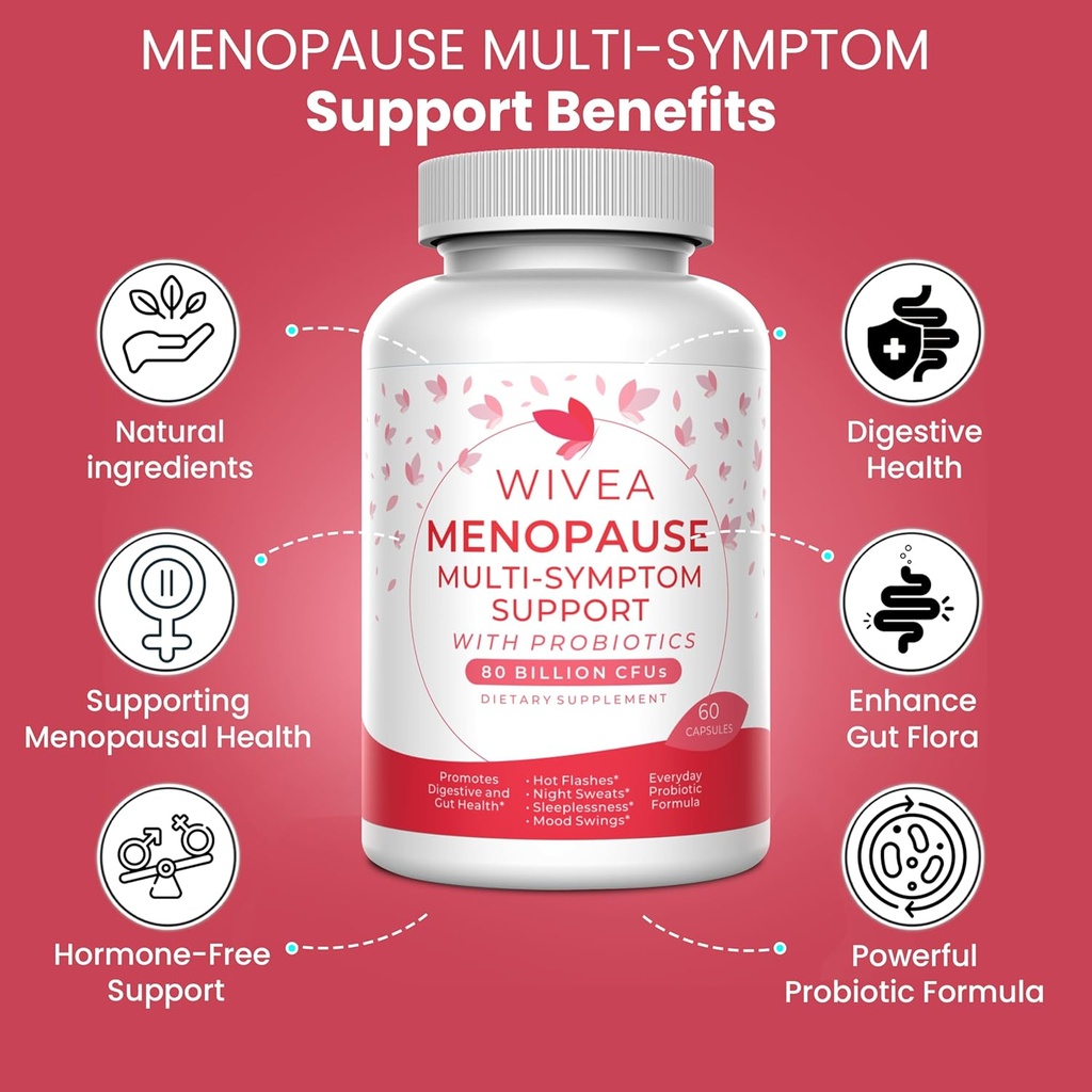 Menopause Multi-Symptom Support with Probiotics for Women | Helps Alleviate Hot Flashes, Night Sweats, Sleeplessness, Mood Swings, Bloating | with Black Cohosh, Dong Quai, Chaste Berry | 60 Ct 3
