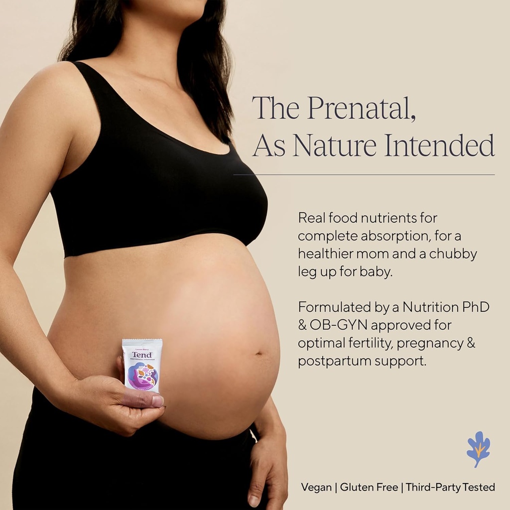 Tend Daily Best Prenatal Vitamin Bar, Made with Organic Ingredients for Pregnant & Postpartum Mothers, Includes DHA, Vitamin D, B, Choline, Folate - Lemon Berry (4ct) 5