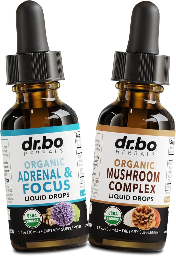 Adrenal Support & Mushroom Liquid Drops - Organic Adrenal and Focus Supplement, Cortisol Support - Mushroom Complex Lion's Mane Mushrooms, Reishi Turkey Tail Extract Shiitake Agaricus Maitake 2
