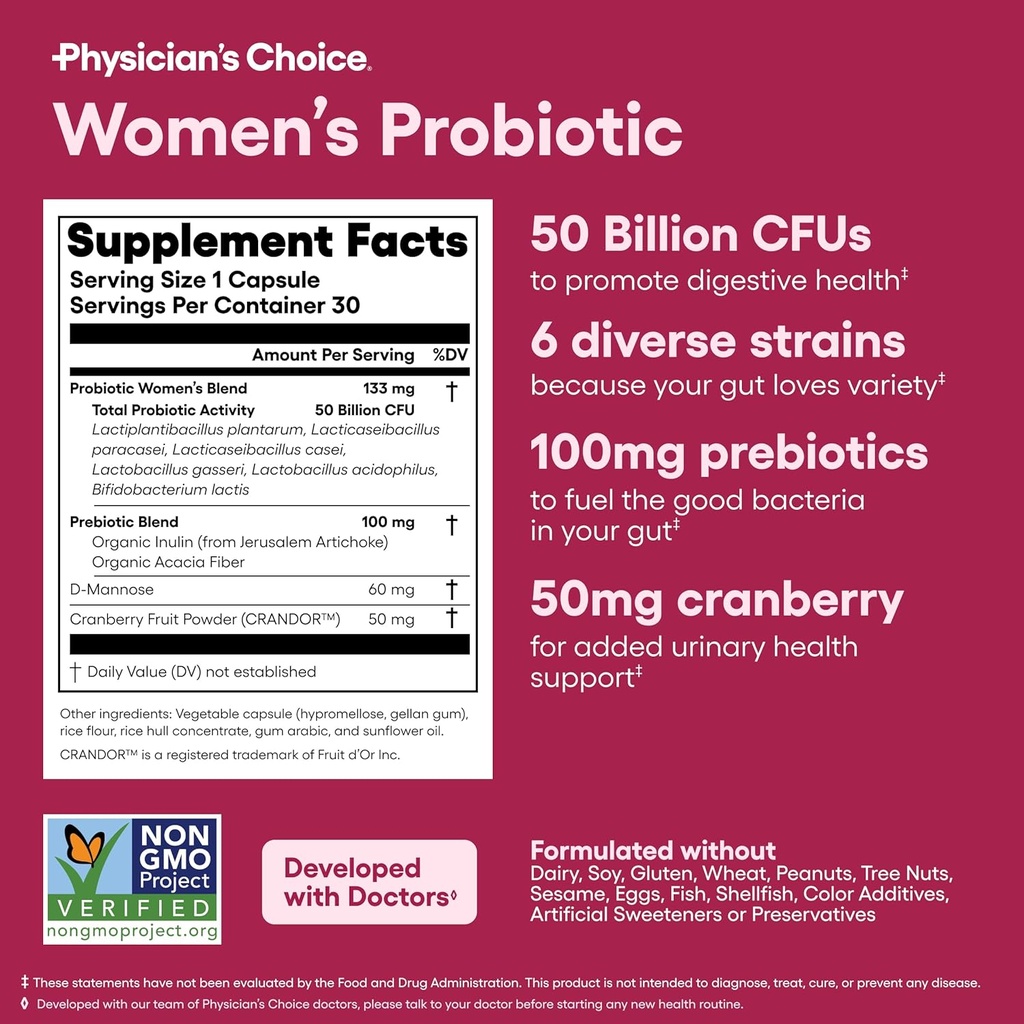 Physician's CHOICE Total Womens Menopause Support Bundle - Womens Probiotic + Menopause Probiotic 30ct 6