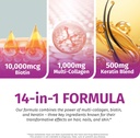 Collagen Peptides l Biotin l Keratin l Hyaluronic Acid l Saw Palmetto - Hair Growth Vitamins for Women and Men Supplement - Dht Blocker Supplements 90 Capsules USA Made 5