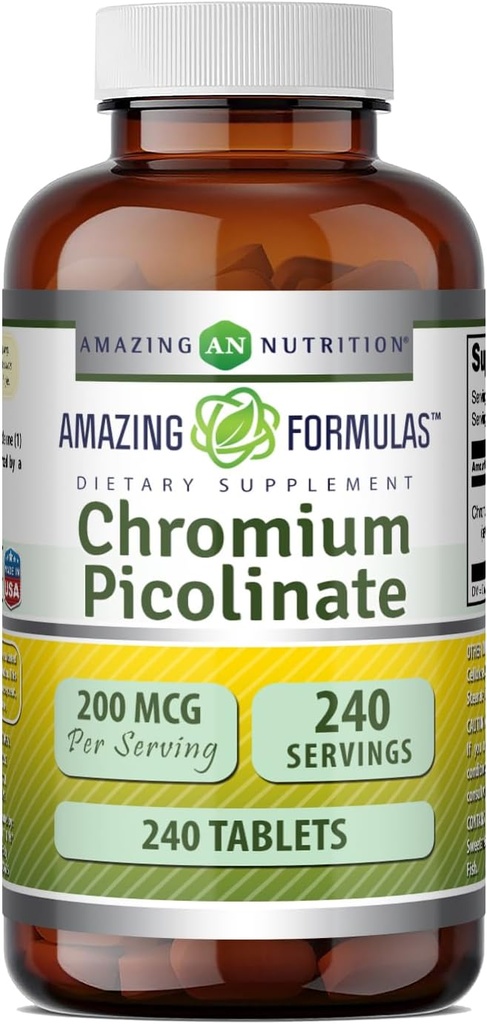 Amazing Formulas Chromium Picolinate Supplement | 200 Mcg Per Serving | Tablets | Non-GMO | Gluten Free | Made in USA (480 Count) 6