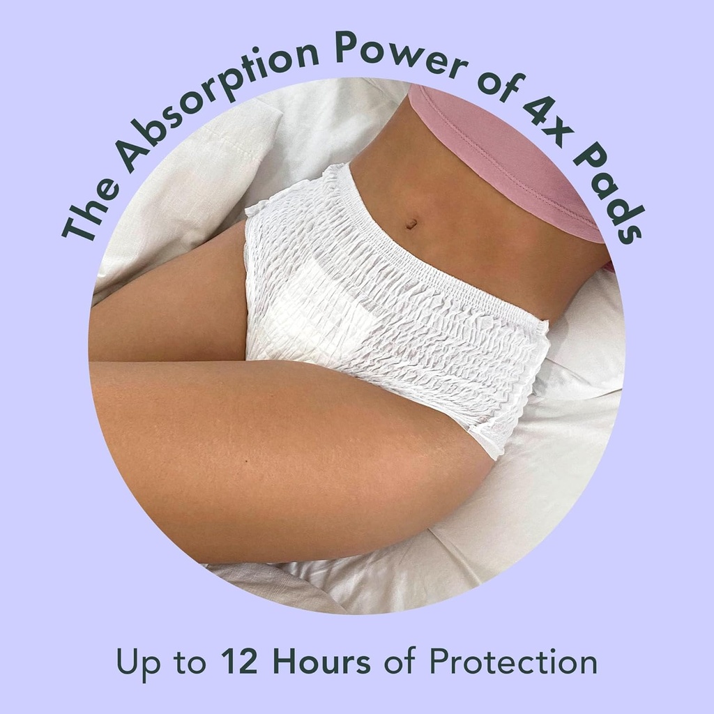 Rael Disposable Underwear for Women, Organic Cotton Cover - Incontinence Pads, Postpartum Essentials, Disposable Underwear, Unscented, Maximum Coverage (Size S-M, 12 Count) 5
