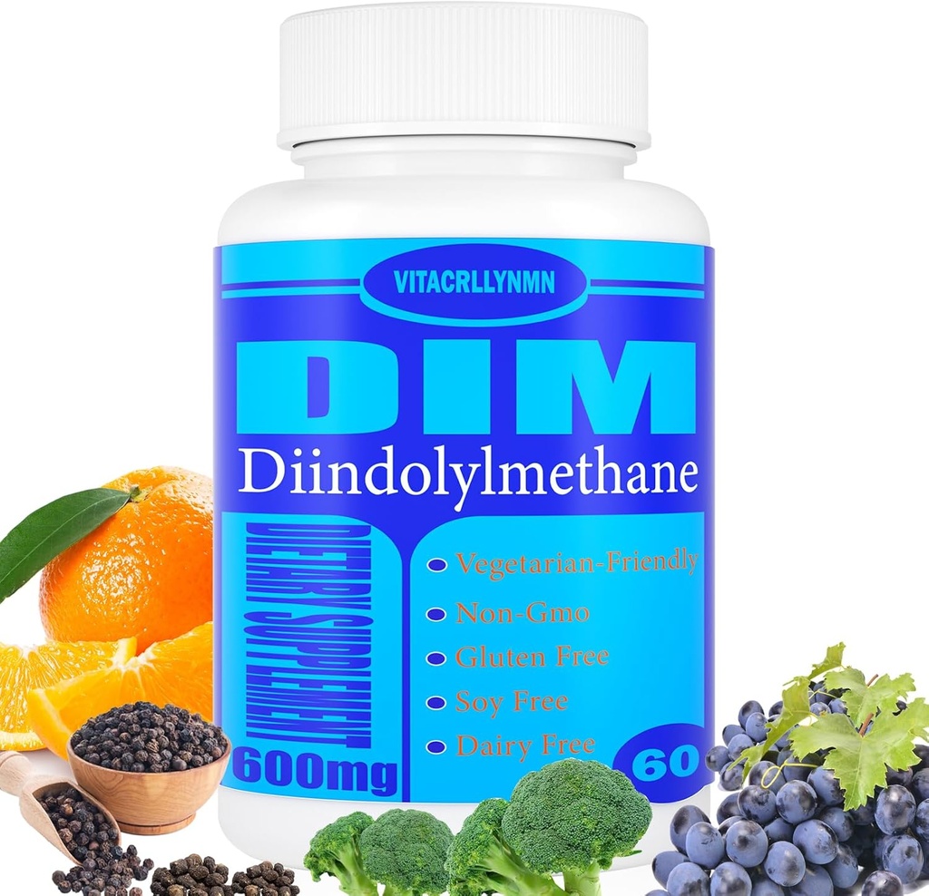 DIM Supplement 600mg Estrogen Blocker for Men & Women - Hormone,Estrogen Balance, Menopause, PCOS, Acne and Skin Care 60 Capsule 2
