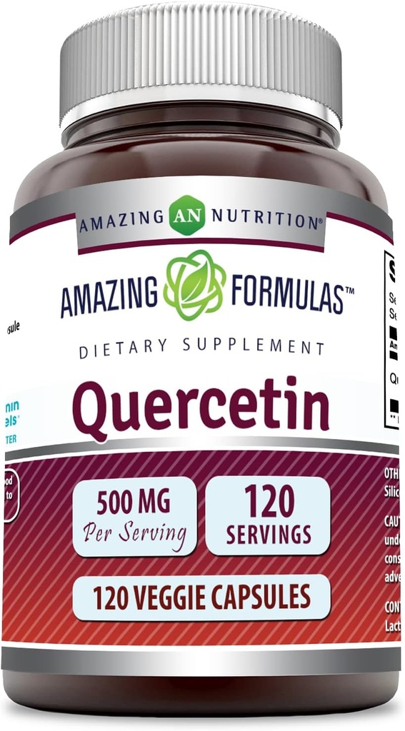 Amazing Formulas Quercetin 500mg Veggie Capsules Supplement | Non-GMO | Gluten Free | Supports Overall Health & Well Being (120 Count | 3 Pack) 5