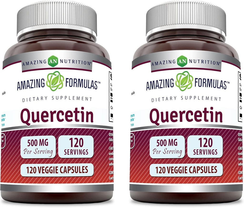 Amazing Formulas Quercetin 500mg Veggie Capsules Supplement | Non-GMO | Gluten Free | Supports Overall Health & Well Being (120 Count | 3 Pack) 6