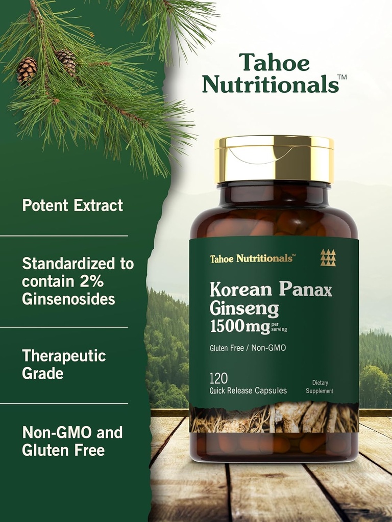 Carlyle Korean Panax Ginseng | 1500mg | 120 Capsules | Non-GMO and Gluten Free Supplement | Tahoe Nutritionals 5