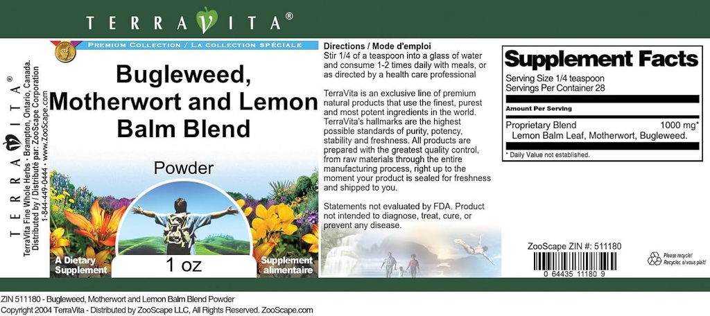 Thyroid Support Powder - Bugleweed, Motherwort and Lemon Balm (1 oz, ZIN: 511180) 5