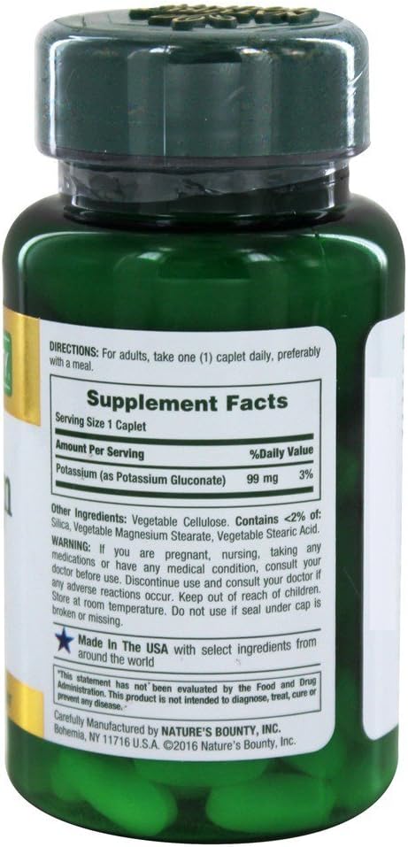 Nature's Bounty Potassium Gluconate 99mg, 100 Caplets (Pack of 2) 3