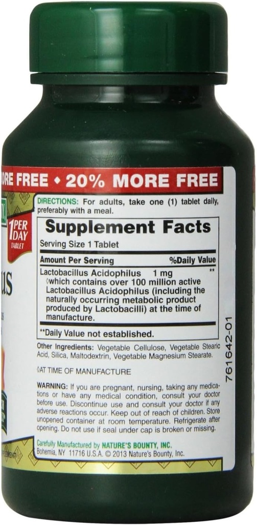 Nature's Bounty Probiotic Acidophilus Tablets, 120 ea (Pack of 5) 4