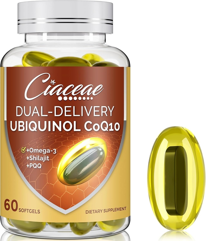 Ubiquinol CoQ10 600 MG Softgels with Omega-3 & Shilajit & PQQ, Advanced Dual-Delivery Coenzyme-Q10, Active CoQ10 Ubiquinol Supplement for Fertility, Antioxidant, Heart, Brain & Energy, 360 Servings 2