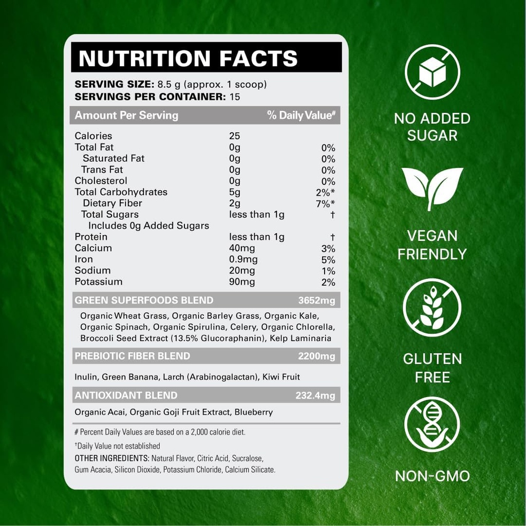 EHP Labs OxyGreens Super Greens Powder - Spirulina & Chlorella Superfood, Green Juice Powder & Greens Supplements with Prebiotic Fibre, Antioxidants & Immunity Support, 30 Serves (Guava Paradise) 3