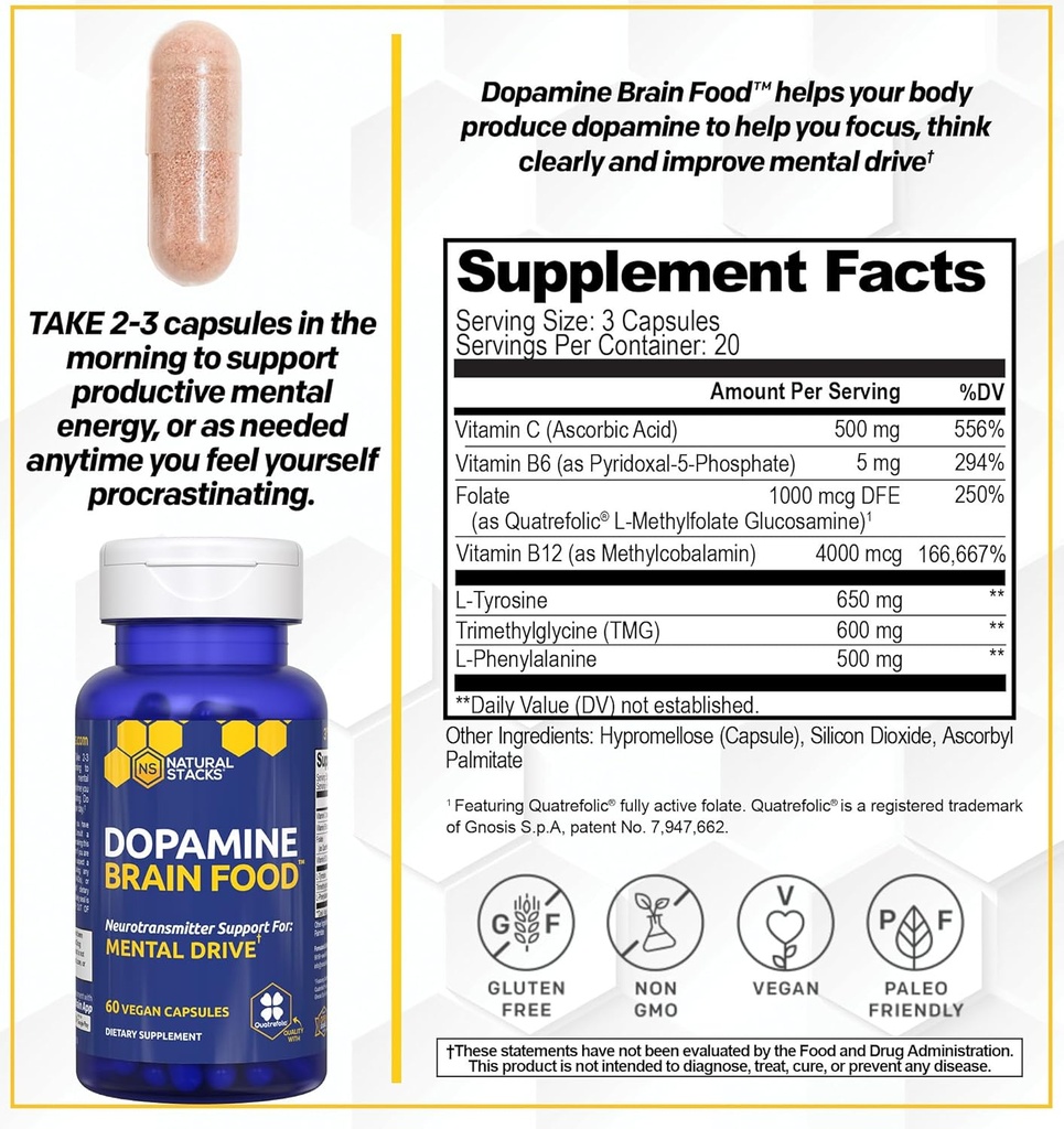 NATURAL STACKS Dopamine Brain Food + Sleep Magnesium Gummies Bundle - Supports Mental Drive & Sleep* - 90 Total Pieces 5