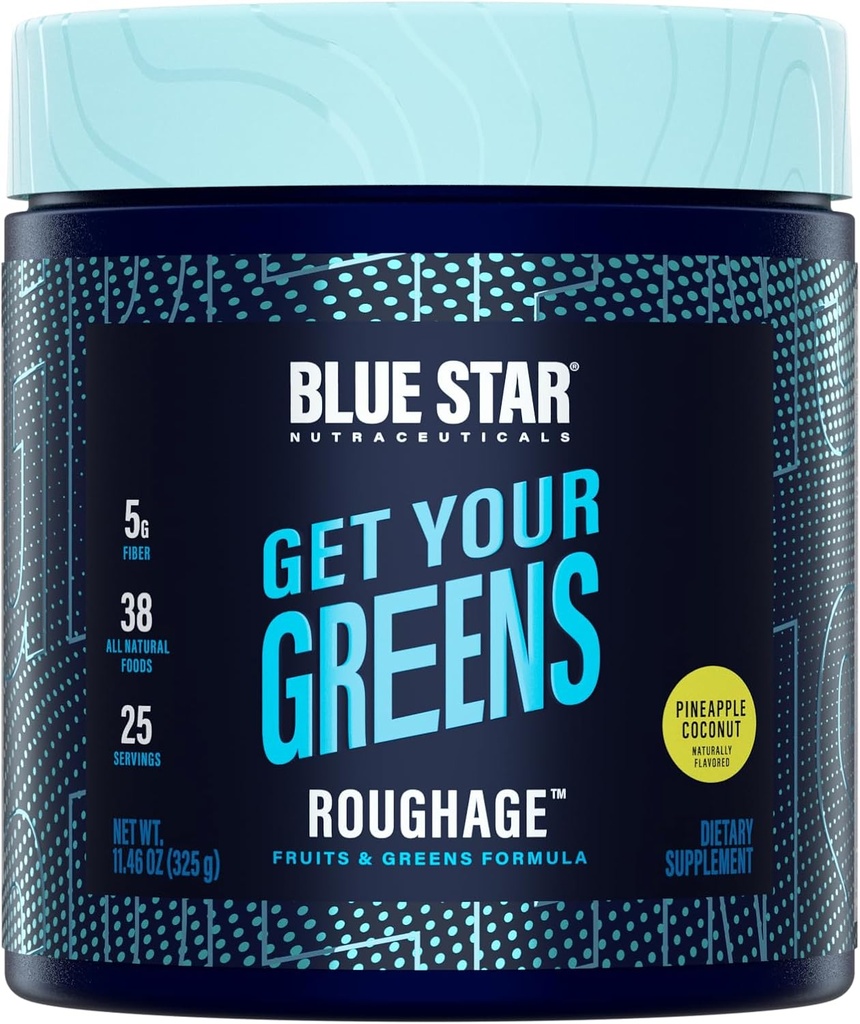 Blue Star Nutraceuticals ROUGHAGE - 38 Fruits & Greens Superfood Powder | No Artificial Flavors or sweeteners | Amazing Taste (Pineapple Coconut) 2