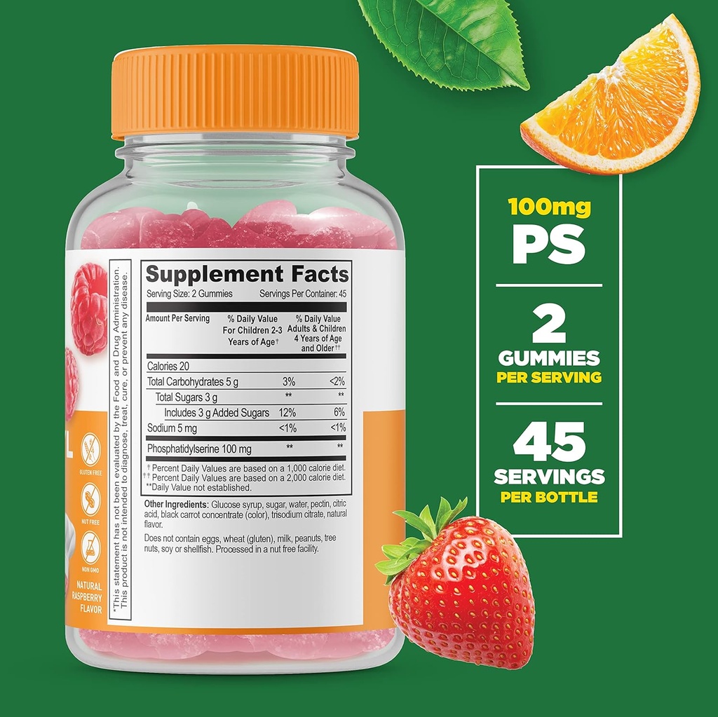 Lifeable Prebiotic Fiber Kids + Phosphatidylserine (PS) Kids, Gummies Bundle - Great Tasting, Vitamin Supplement, Gluten Free, GMO Free, Chewable Gummy 4