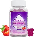 Natural Elderberry Gummies, Daily Immune Support Gummies with Vitamins C for Adults and Children Ages 4 Up, Gluten Free Vegan Elderberry Supplement (Strawberry, 60 Count) 2