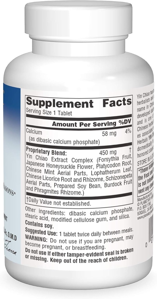 Planetary Herbals Yin Chiao Classic 450 mg Immune Formulas for Seasonal Support -120 Tablets 4