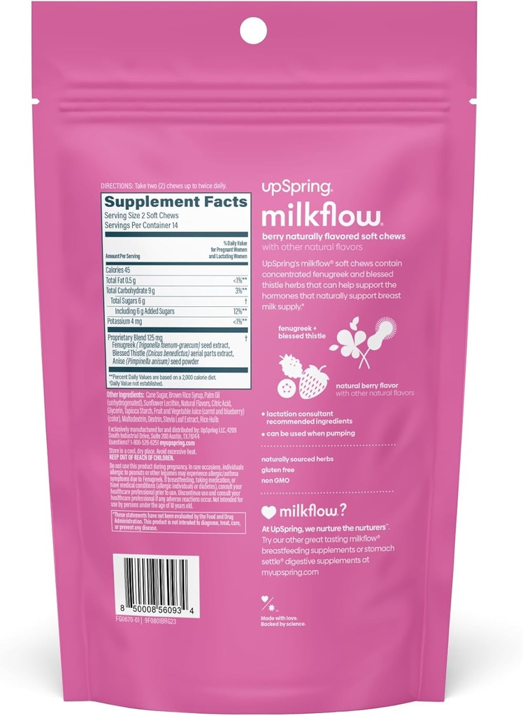 UpSpring Lactation Supplement for Breastfeeding, Lactation Snacks with Fenugreek and Blessed Thistle, Breastfeeding Essentials Support, Breast Milk Supply - Mixed Berry (28 Count) 3