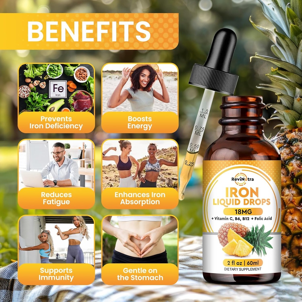 Liquid Magnesium & Iron Supplement Pineapple Flavor 6