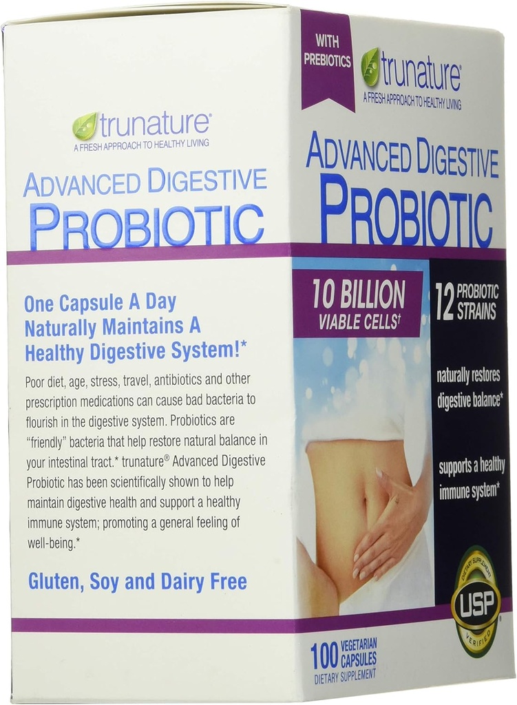 Trunature Advanced Digestive Probiotic, White, 100 Count 6