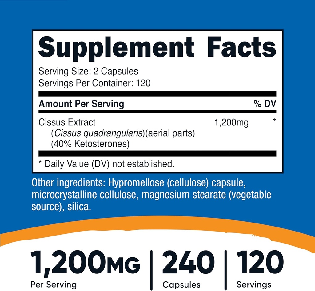 Nutricost Cissus Quadrangularis (1200mg) 240 Capsules - 120 Servings, Gluten Free, Non-GMO, and Vegetarian Friendly 3