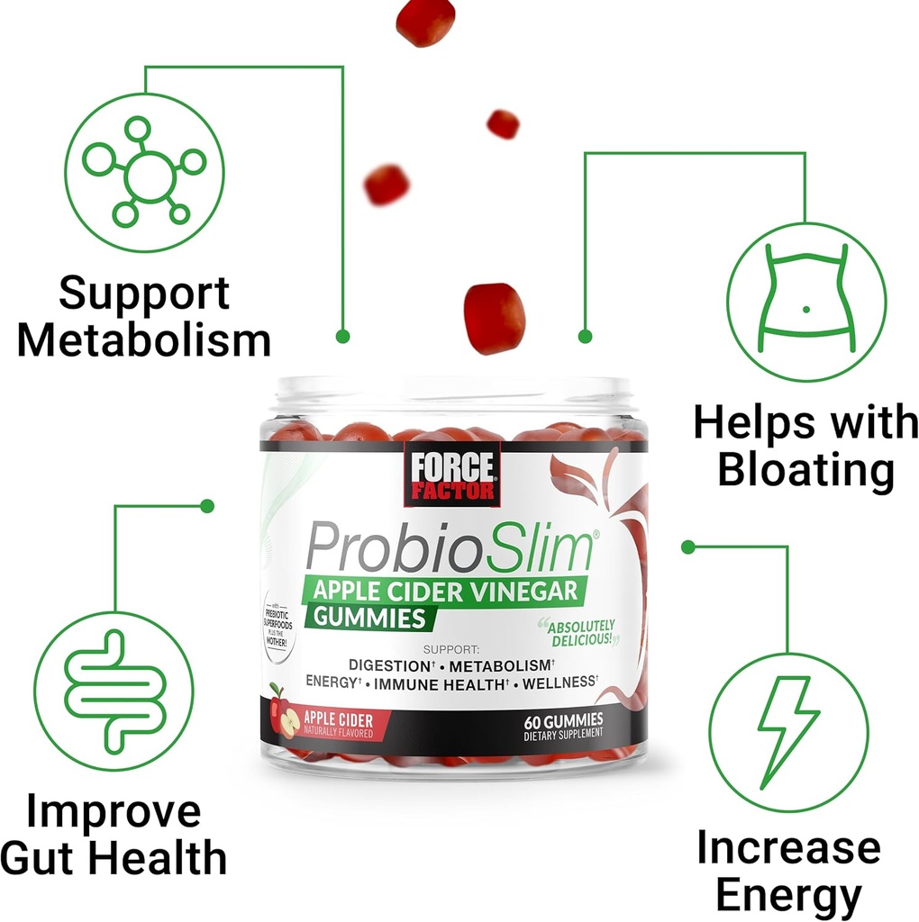 Force Factor ProbioSlim Apple Cider Vinegar Gummies with Organic LactoSpore Probiotics and Prebiotics to Support Digestion, Metabolism, and Immune Health, 60 Gummies 3