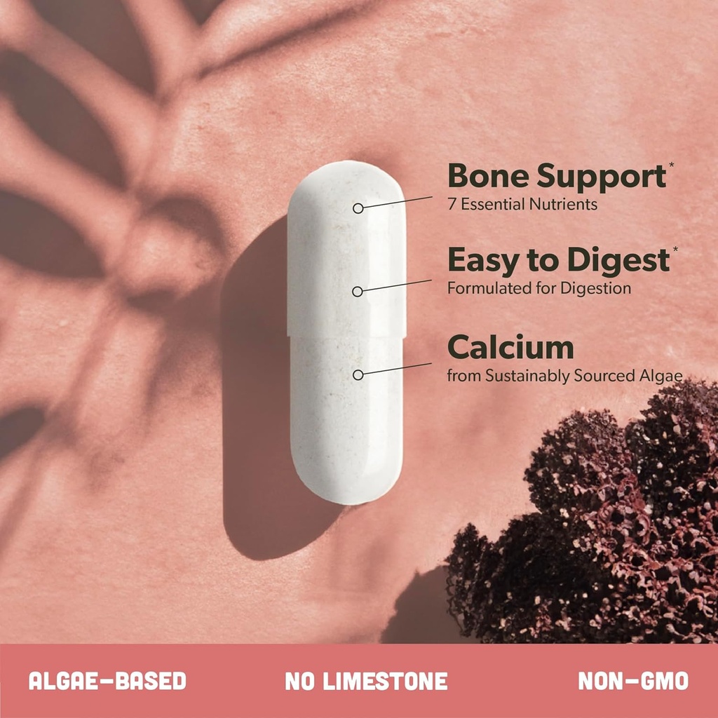 Algae Calcium & Vegan Omega 3 & Vitamin B Complex Bundle - Calcium Supplement from Red Algae, Plant Based DHA & EPA Fatty Acids, Essential B Vitamins 5