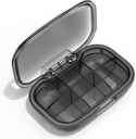 6 Compartment Travel Pill Organizer, Moisture Proof Case for Pocket Purse, Daily Portable Medicine Vitamin Container, Fish Oil and Supplement Box (Black) 4