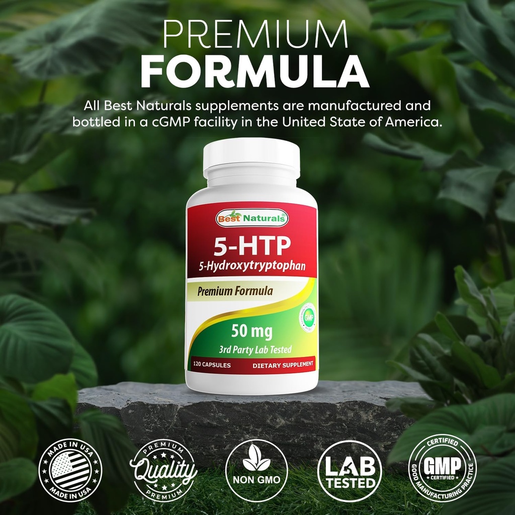 Best Naturals 5-HTP 50 mg 120 Capsules, 5 HTP Capsules Supports Relaxation & restful Sleep (360 Count(Pack of 3)) 6