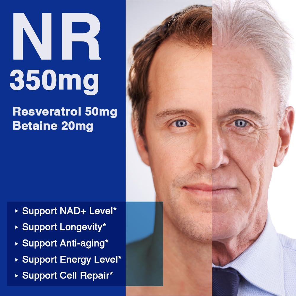 Lovita NR (Nicotinamide Riboside) 350 mg, NAD Supplement with Trans-Resveratrol and Betaine, Promote NAD Plus Levels, Healthy Aging, 30 Vegan Enteric-Coated Capsules 4