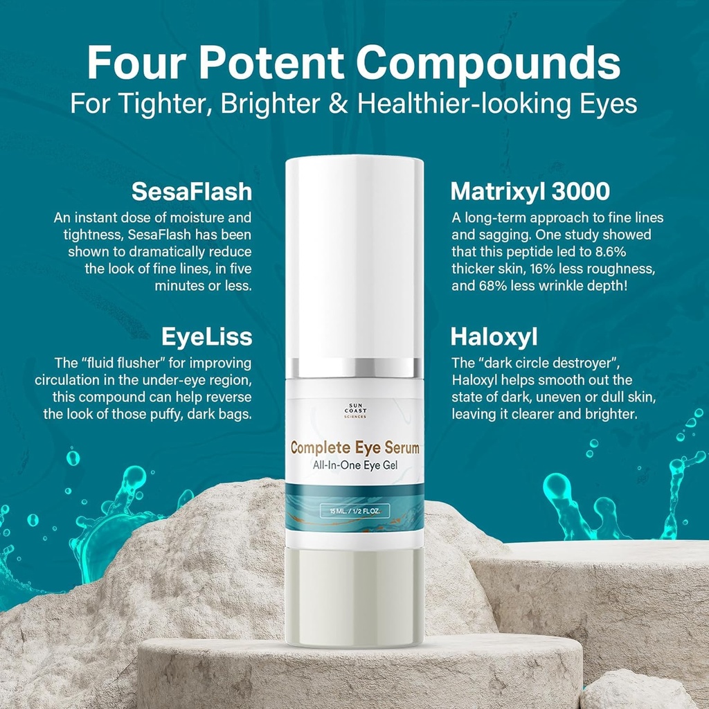 Sun Coast Sciences - Complete Eye Serum by Dr. Mark Rosenberg for Wrinkle Reduction, Dark Spot Fading, and Under-Eye Bags Treatment (Pack of 1) 5