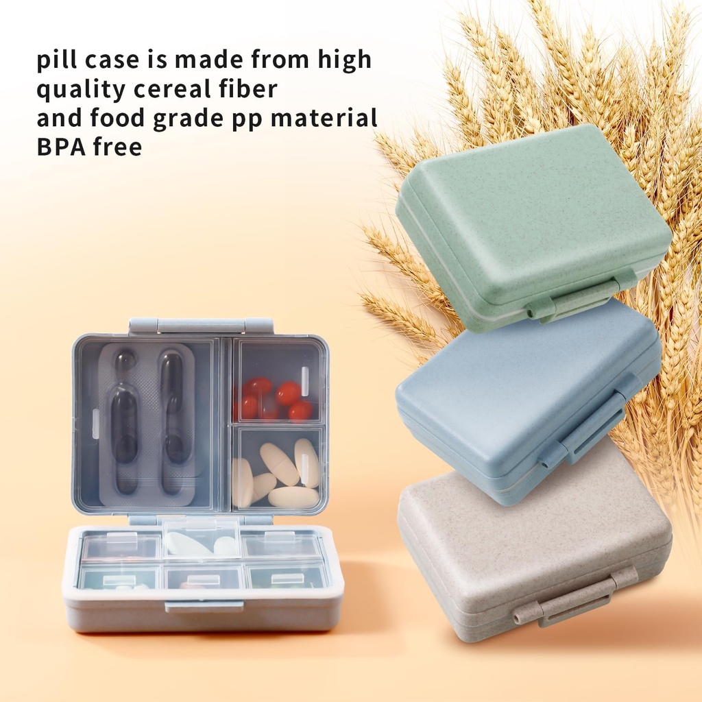 2 Pack 9 Compartments Travel Pill Organizer Box Moisture Proof Small Pill Case for Pocket Purse Daily Pill Holder Container for Medicine Vitami 5