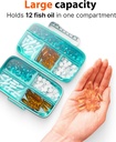 Travel Pill Organizer - Airtight Medicine Case for Traveling Portable Pharmacy Box with Labels Vitamin Container 8 Compartment Supplement Medication Holder Large Capacity Daily (Green) 5