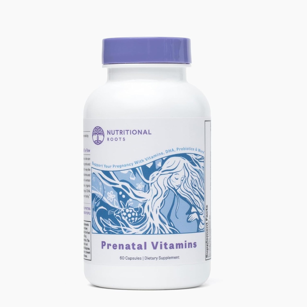 Nutritional Roots Prenatal Vitamins with DHA - Whole Food Vitamins with Folate, Probiotics and Regenerative Organic Ingredients, Without Iron, Without Iodine, Bump It Up, 30 Servings 2