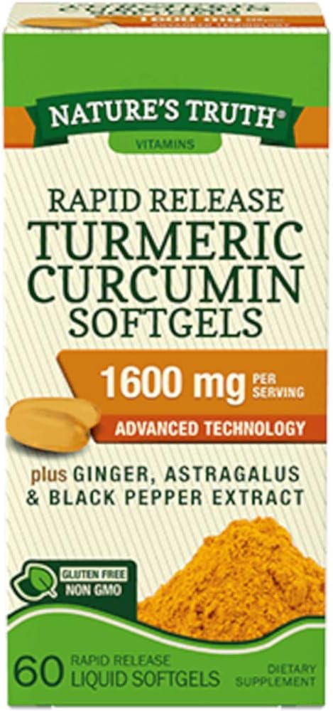 Nature's Truth, Turmeric 1600mg Black Pepper Extract, 60 Softgels 2
