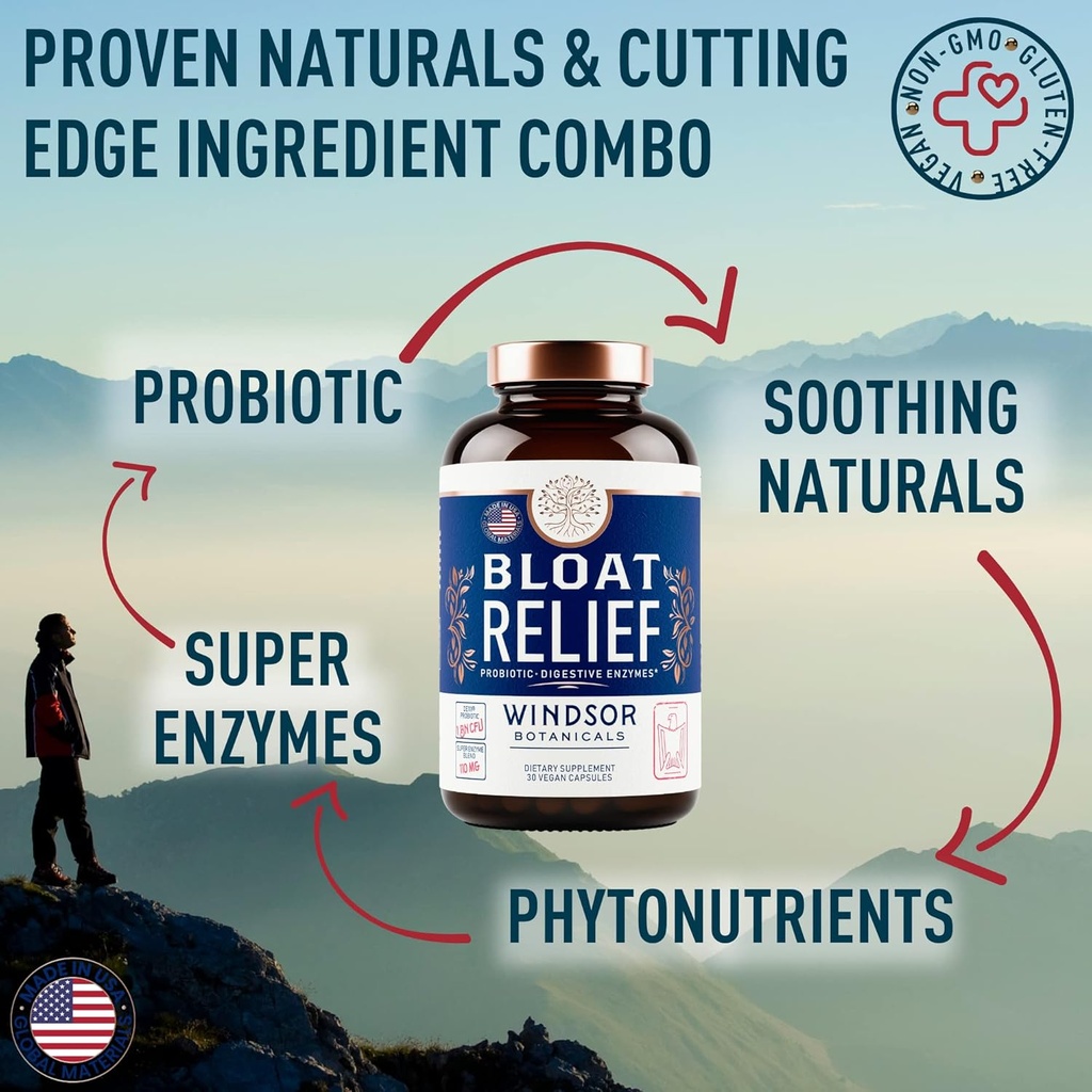 WINDSOR BOTANICALS Menopause Supplements and Bloat Relief Probiotic - Female Helath Bundle 6