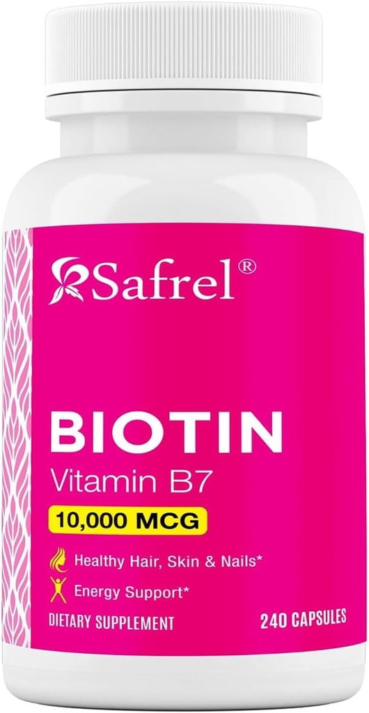 Safrel Biotin (Vitamin B7) 10,000mcg (10mg) Vitamin Supplement, 240 Capsules - Vegetarian, Gluten Free, Quick Release, Non-GMO 2