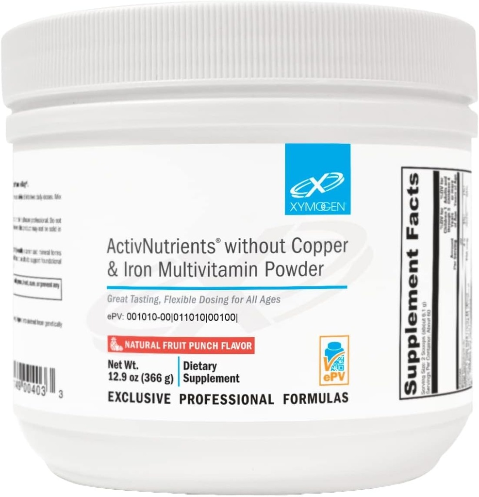 XYMOGEN ActivNutrients Without Copper & Iron Multivitamin Powder - Fruit Punch (12.9 oz) 2
