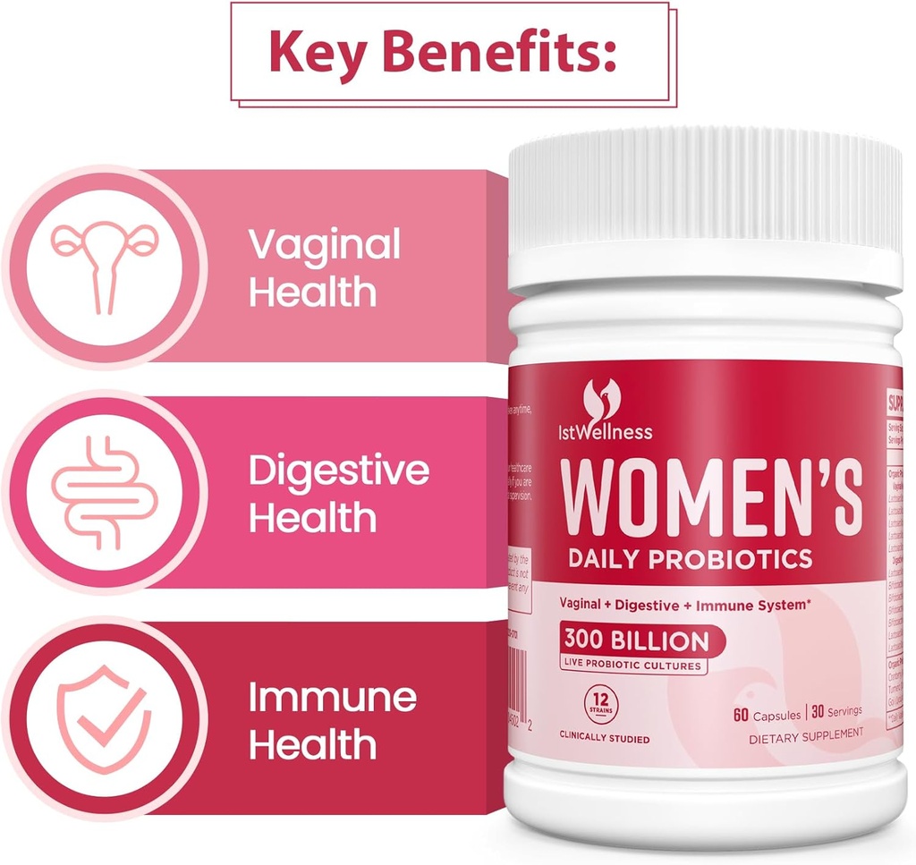 Probiotics for Women - 300 Billion CFU Probiotic, 12 Strains Probiotics with Prebiotics Cranberry, Selected Women’s Probiotic for Women’s Daily Digestive Gut Vaginal & Urinary Health, 60 Capsules 6