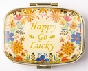 AmyZone Metal Pill Organizer Travel Friendly Portable Compact Pill Box Cute Pill Case to Hold Vitamins/Tylenol/Fish Oil/Supplements/Meds/Tablet for Purse/Pocket(Happy Go Lucky) 2