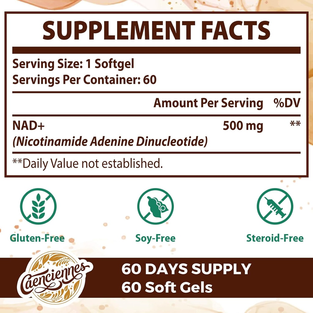 Liposomal NAD+ 500 MG Supplement, True NAD Plus Supplement, Superior Absorption, Boost NAD+ More Efficient Than Nicotinamide Riboside for Cellular Energy, Healthy Aging, 180 Serving 3