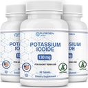 Potassium Iodide Tablets 130 mg EXP 07/2025, Kosher Iodine Tablets, Thyroid Support – 3 Pack | 180 Tablets Total 2