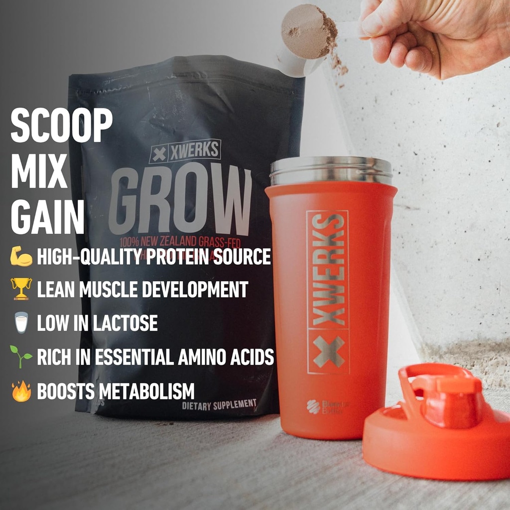 Xwerks Grow 100% New Zealand Grass Fed Whey Protein, 23g Pure Isolate Protein Powder Per Serving, All Natural Paleo and Keto Friendly, Soy Free Gluten Free Easy to Digest, Peanut Butter, 30 Servings 6