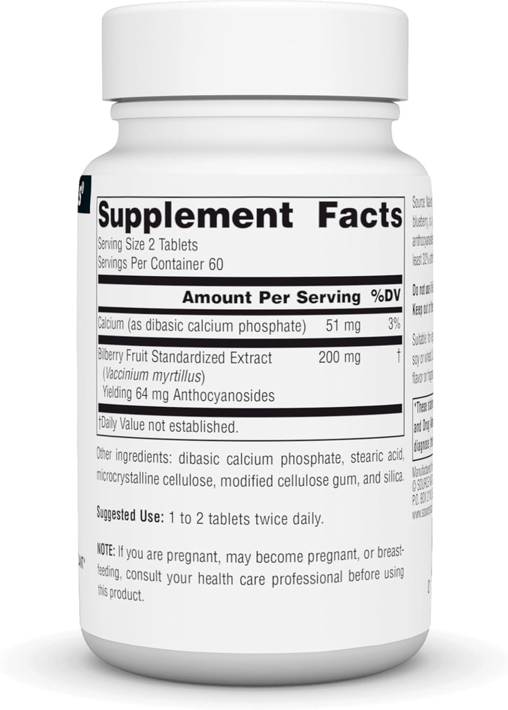 Source Naturals Bilberry Extract 50 mg Standardized Botanical Antioxidant - 60 Tablets 3