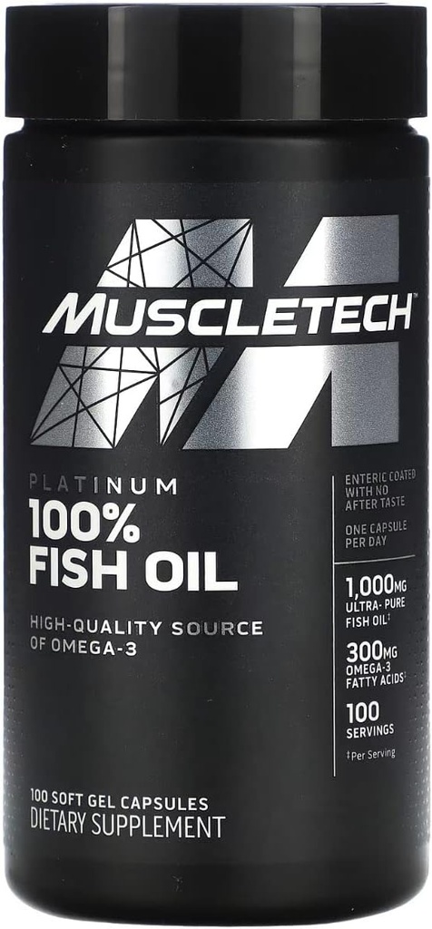 Omega 3 Fish Oil Capsules MuscleTech 100% Omega Fish Oil Burpless Fish Oil Supplement Omega 3 Fatty Acid Supplement Fish Oil 1000mg Pills, 100 Count 3