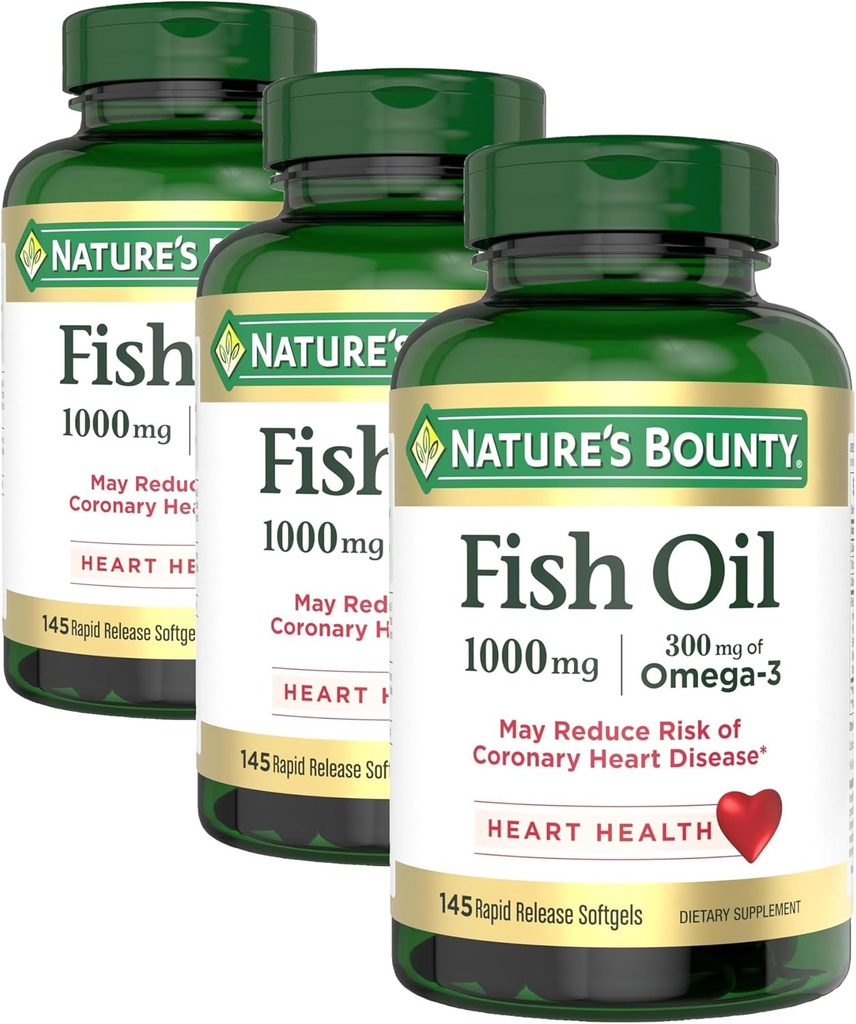 Nature's Bounty 300 mg Omega-3 Fish Oil 1000 mg Softgels 120 Coated Soft Gels (Pack of 2) 2