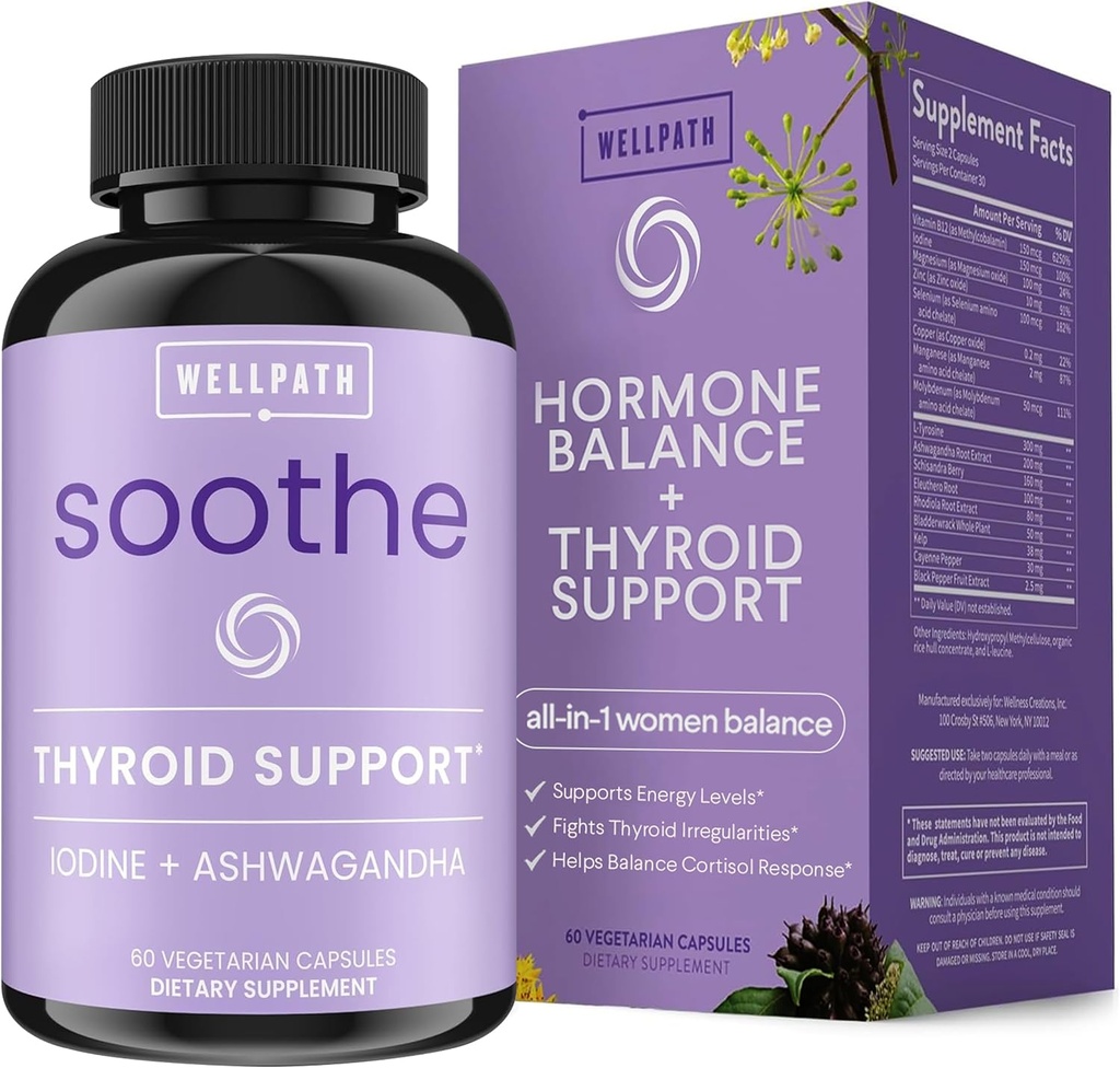 WellPath Bundle of Soothe Thyroid Support & Hormone Balance for Women + Vital Liquid Liposomal Curcumin Drops 3