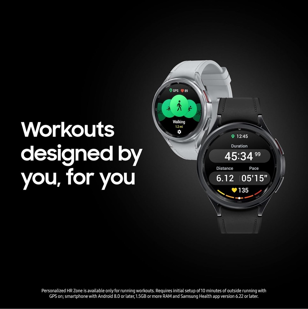 Samsung Galaxy Watch 6 Classic 43mm Bluetooth Smartwatch, Rotating Bezel, Fitness Tracker, Personalized HR Zones, Advanced Sleep Coaching, Heart Monitor, BIA Sensor, Health Insights, US Version, Black 6